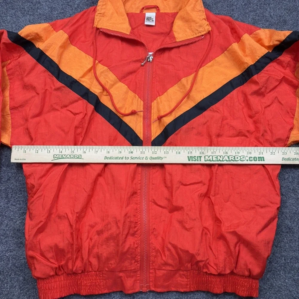 Vintage 90s Colorblock Windbreaker Red Orange Chevron Jacket Medium‎ Retro